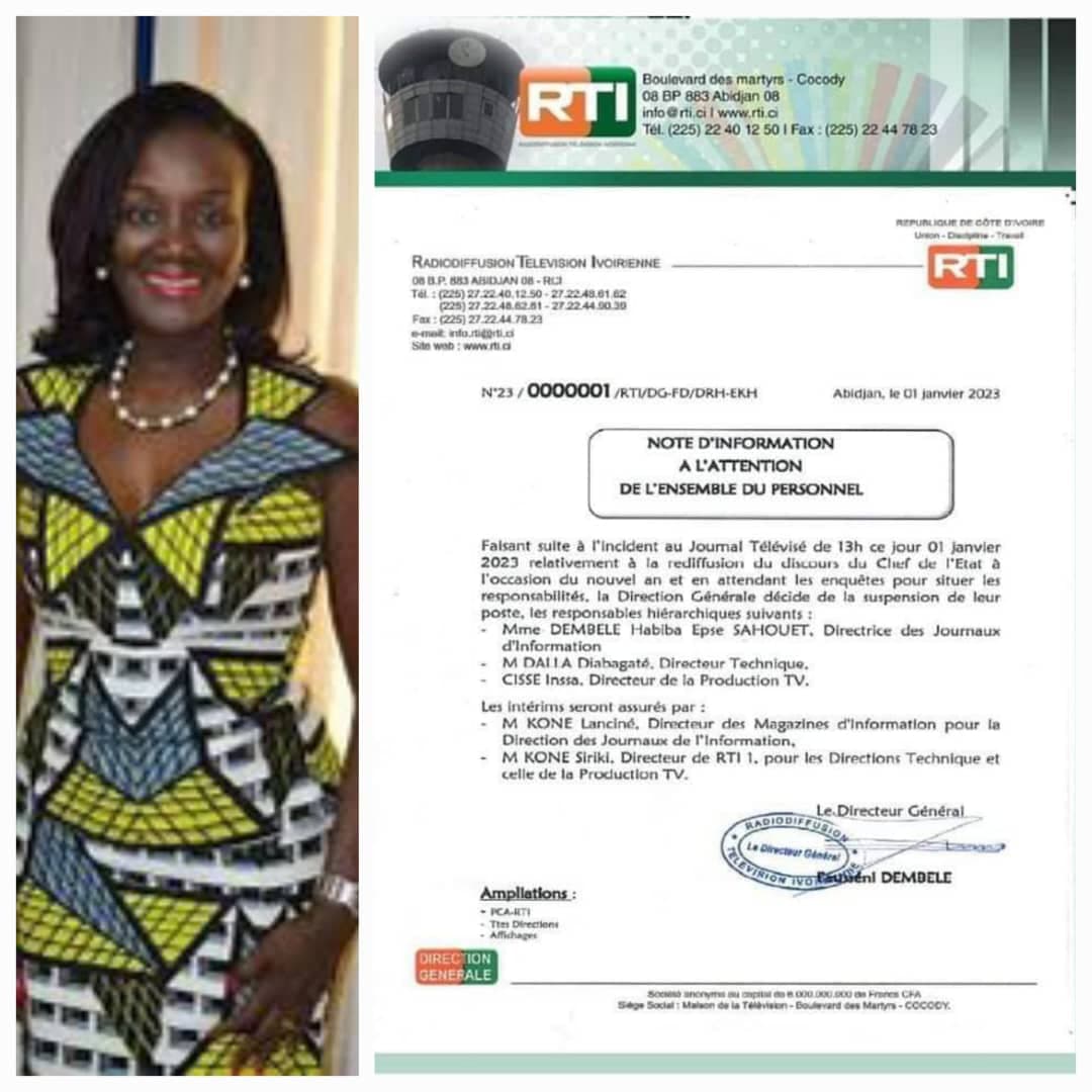 Médias d’Etat / Incident à la RTI Habiba Dembélé suspendue